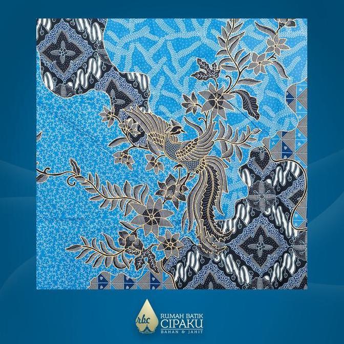 Kain batik pola kemeja burung biru langit