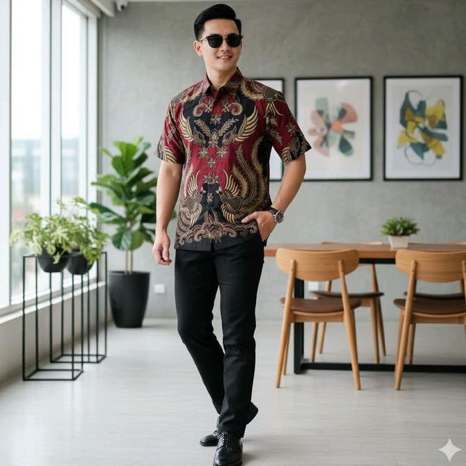 batik pria lengan pendek batik prabu batik Baturraden
