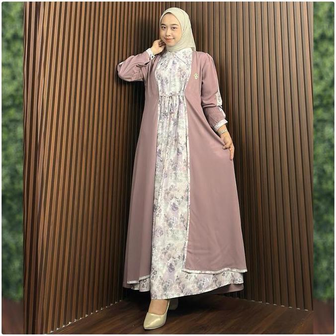 Regreg- Calandra Dress Rayon Polos X Motif//Busana Muslim Remaja Dewasa By Es-Ha Scarf