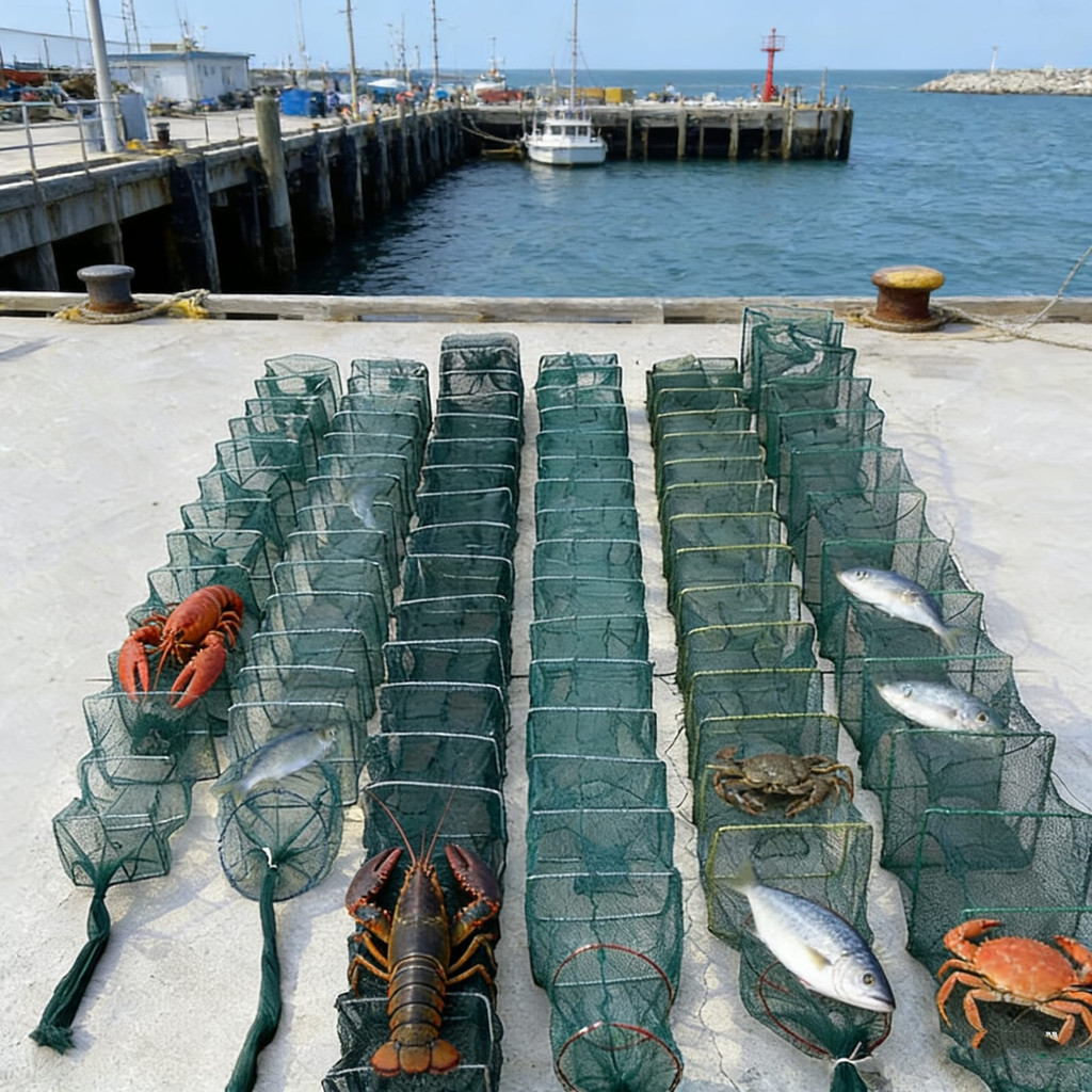 Jaring Bubu Naga Perangkap Udang Ikan Lipat Portable 33 Ruas 10 Meter