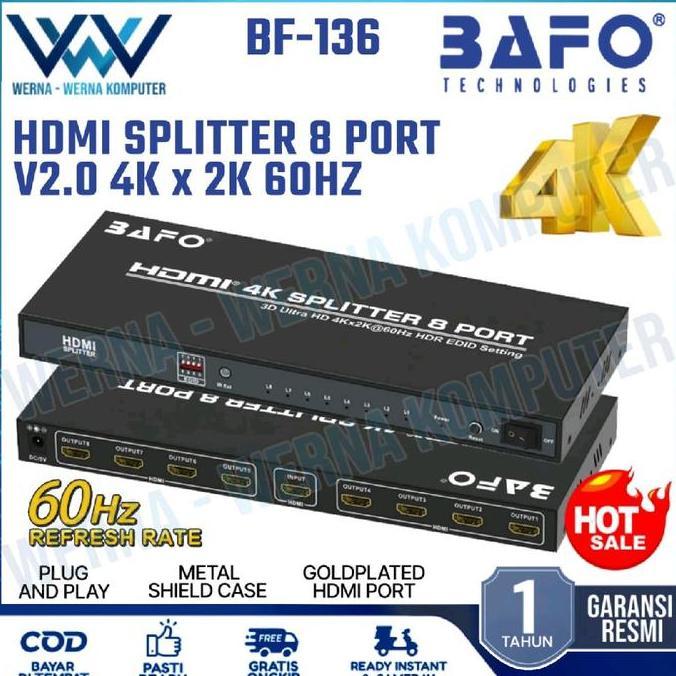 NEW BAFO HDMI Splitter 8 Port 4K ORIGINAL