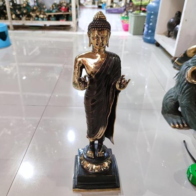 >>>>>] patung buddha berdiri 45cm brass