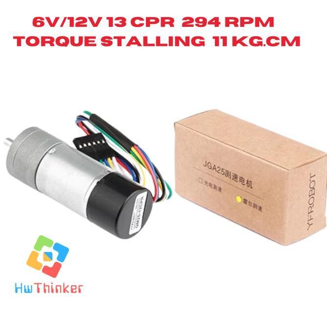 TERBARU - YFROBOT Motor DC Gearbox 1:34 JGA25-370 dengan Encoder GM25-13CPR 13 CPR