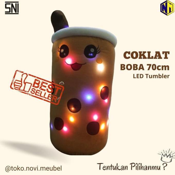 Lucuu- Boneka Boba Bantal Boba Giant Super Besar 70 Cm Led Sni Terlaris Boba Viral Kado Dolls