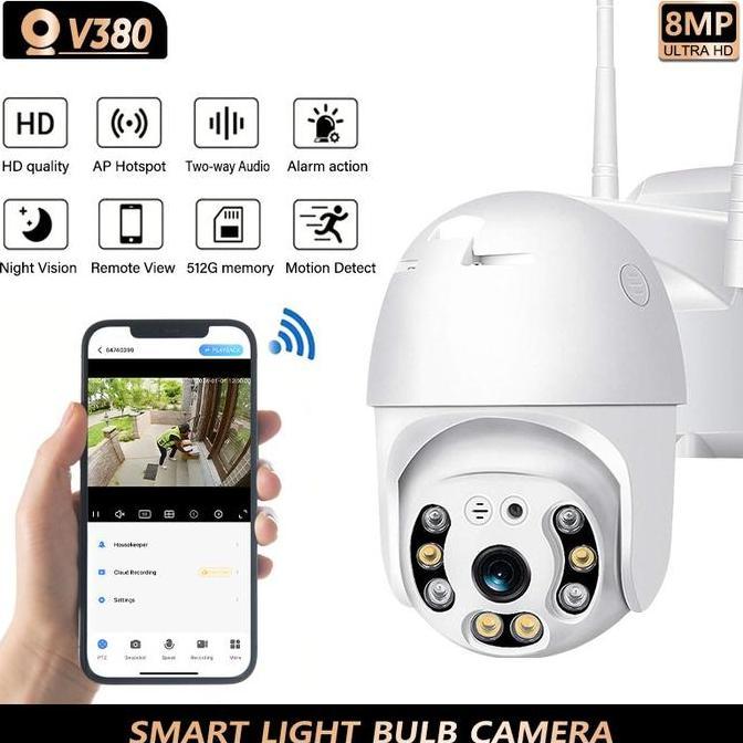Actionx- V380 Kamera Cctv Camera Y06 7Mp 1080P Hd Kamera Cctv Kecil Terhubung Ke Hp Waterproof Ip66 