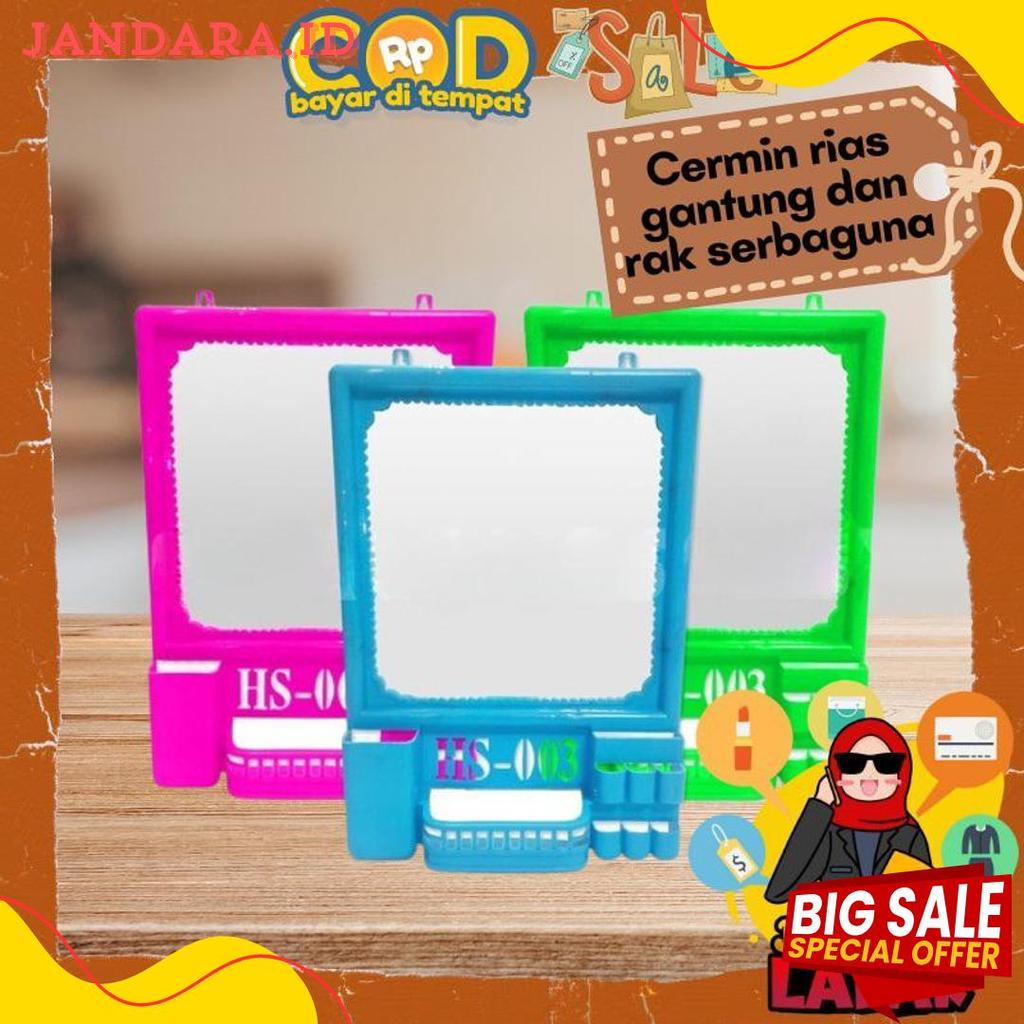 [Joeragan Lapak] Kaca Rias - Cermin Gantung Tembok Dan Rak Plastik Dinding Makeup Kamar Mandi Kosmet