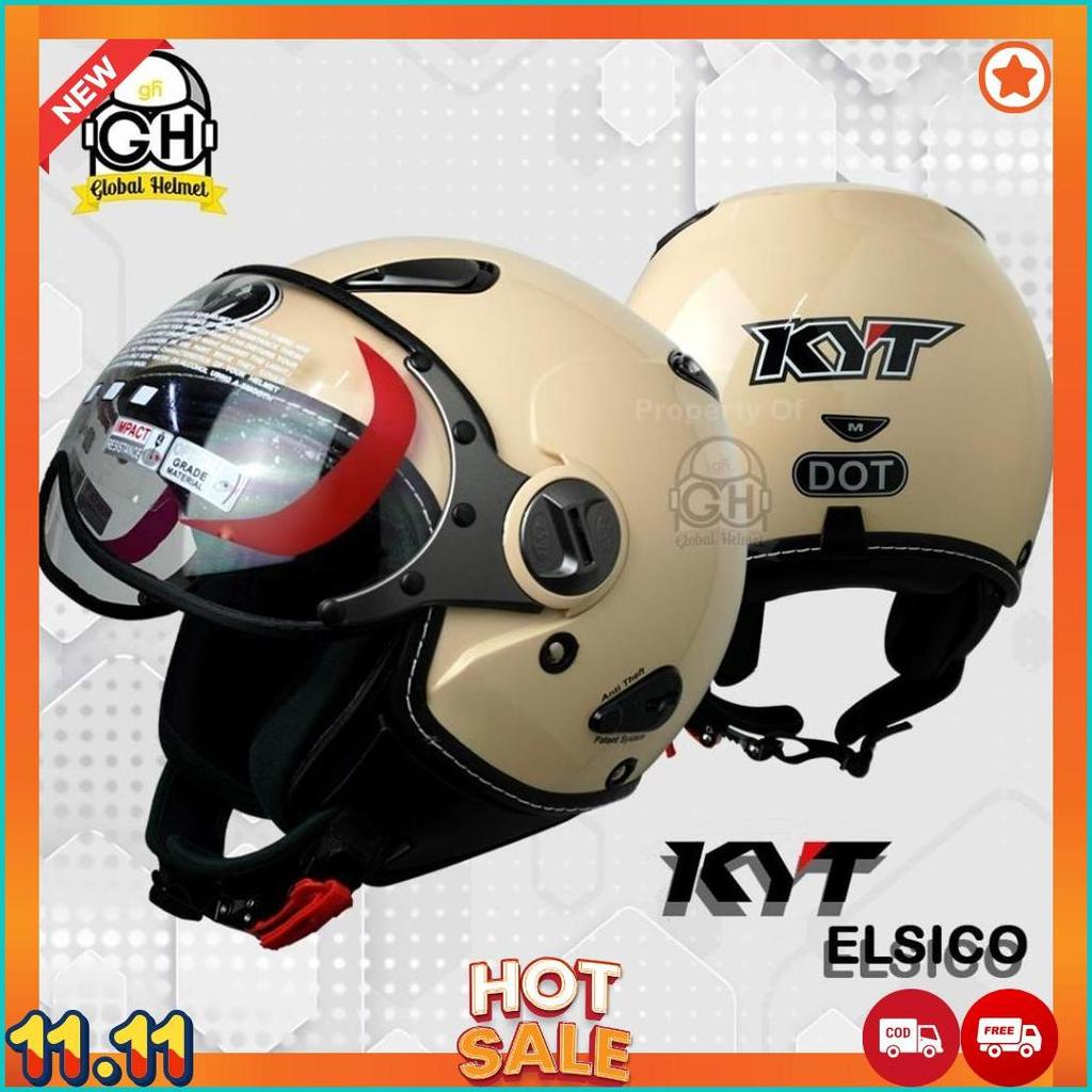 Helm Kyt Elsico Solid Cream Kyt Helm Elsico Polos Cream Half Face [H2]