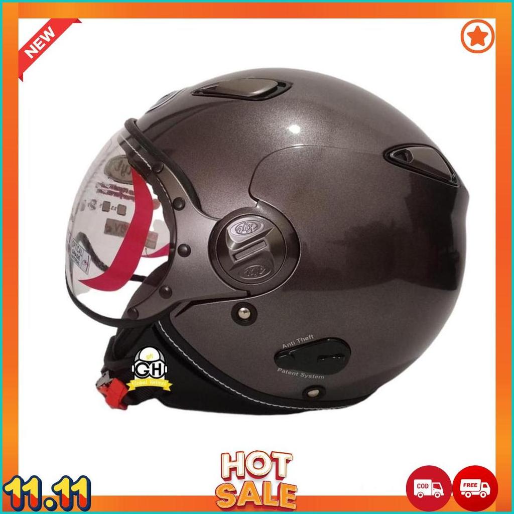 Helm Kyt Elsico Solid Gunmet Half Face Kyt Helm Half Face Kyt Elsico Gunmetal [H2]