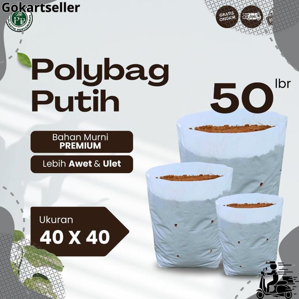 Polybag Putih 40 x 40 Isi 50 Lembar - Polybag Putih / Putih-Hitam PREMIUM