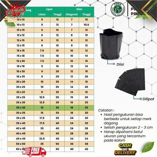 POLIBAG TANAMAN POLYBAG HITAM Ukuran 30 x 30 cm Grosir