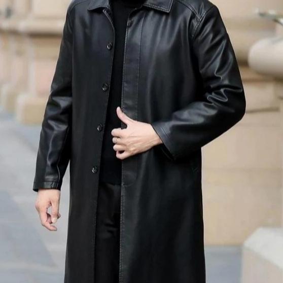 jaket jubah pria semi kulit/jas jubah terbaru..jas blazer panjang..ter