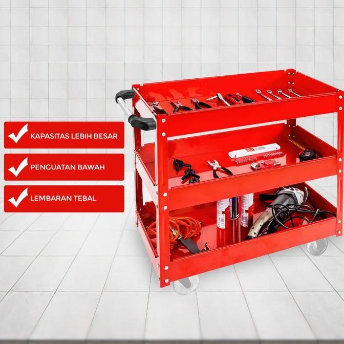 Troli Bengkel 3 Susun Rak Perkakas Bengkel Multifungsi -6650