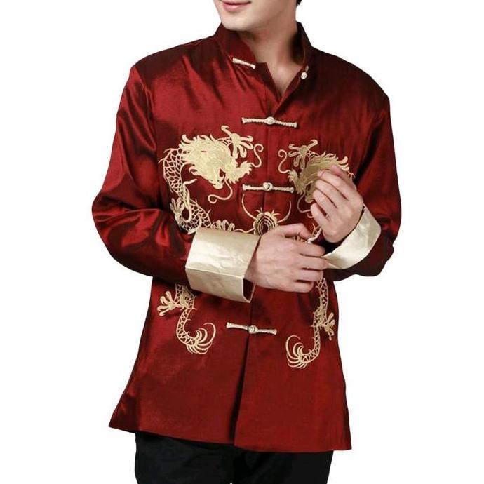 CNY SALE Atasan Cheongsam Pria Tang Suit Furing Bordir