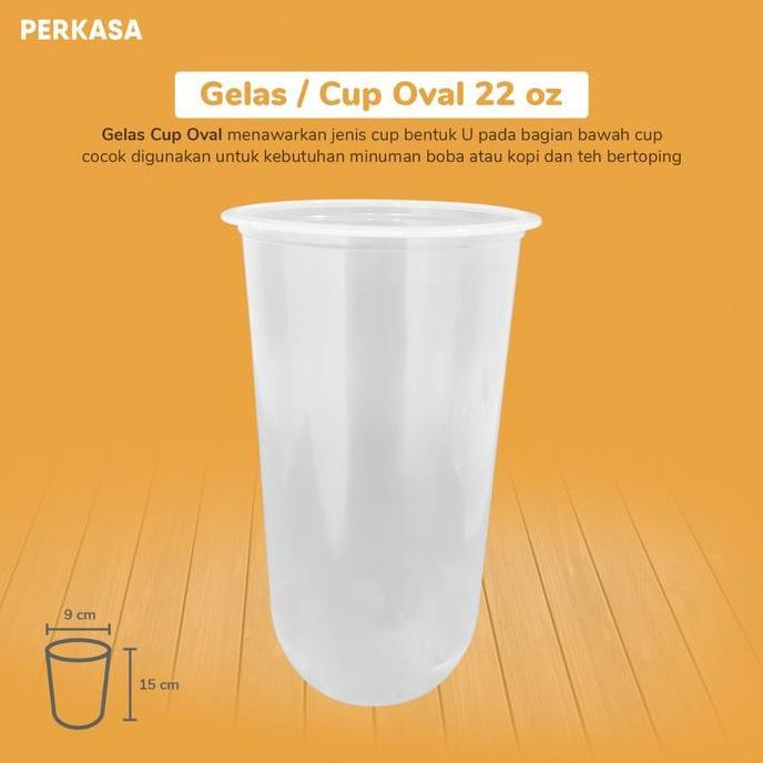 New- Gelas Cup Oval U 22 Oz / Cup Plastik Oval /Cup Boba / Cup U 22 Oz