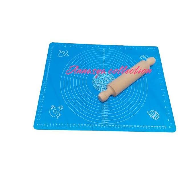 alas adonan dan rollpin kayu / alas baking adonan Kitchenware Kue Roti