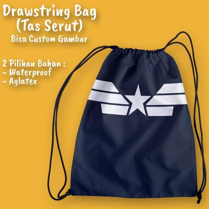 Tas Serut Custom / Drawstring Bag - Captain America 002 Marvel