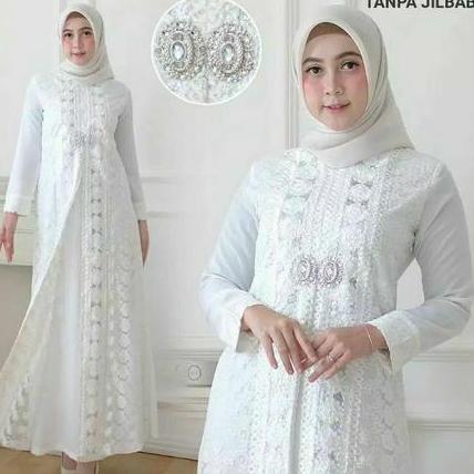 Gamis Putih Gamis Brukat Wanita Busana Lebaran Umroh Brokat Pesta