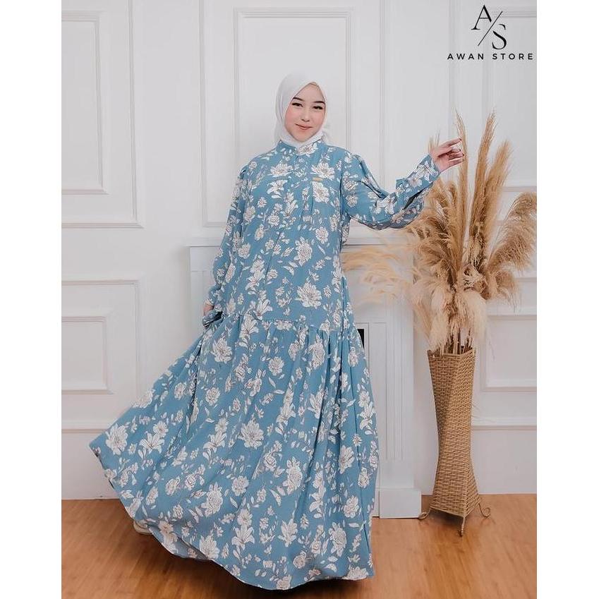 LANGSUNG KIRIM GAMIS REMPEL RAYON PREMIUM MOTIF SALUR FREE BROS LENGAN ELEGAN BUSUI GAUN WANITA AKSE