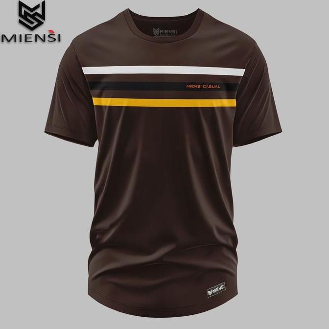FREE ONGKIR KAOS PRIA DISTRO MIENSI CASUAL LINE BROWN COMBED