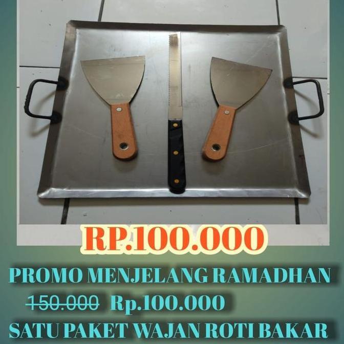 Kualitass- Wajan Set Roti Bakar Plus Pisau Roti Dan Kape Putih 35Cm X 35Cm Baja Kitchenware