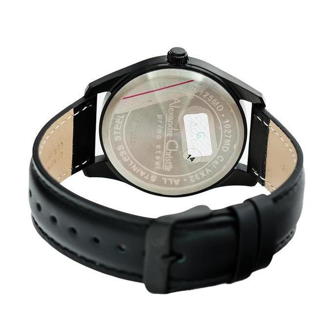 Jam Tangan Pria AC Alexandre Christie 1027 Tanggal Aktif Orinal - Tali Kulit- Black Silver