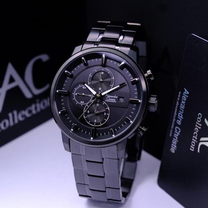 ALEXANDRE CHRISTIE. AC 6323. FULL BLACK. GARANSI RESMI 1TAHUN