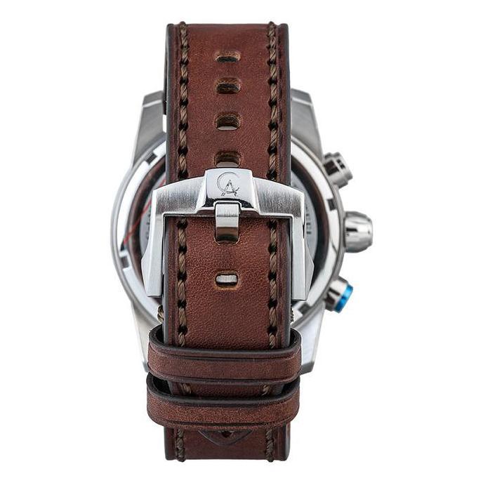 Jam Tangan Pria Alexandre Christie AC 6562 MC LSSBABU Chronograph Men Black Dial Brown Leather Strap