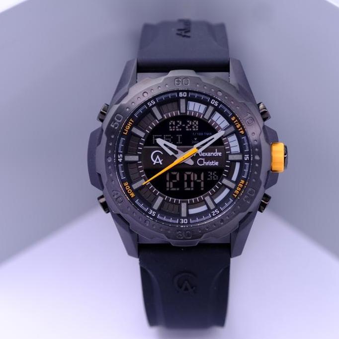 ALEXANDRE CHRISTIE AC 9370 BLACK YELLOW BUTTON PRIA GARANSI RESMI 1THN