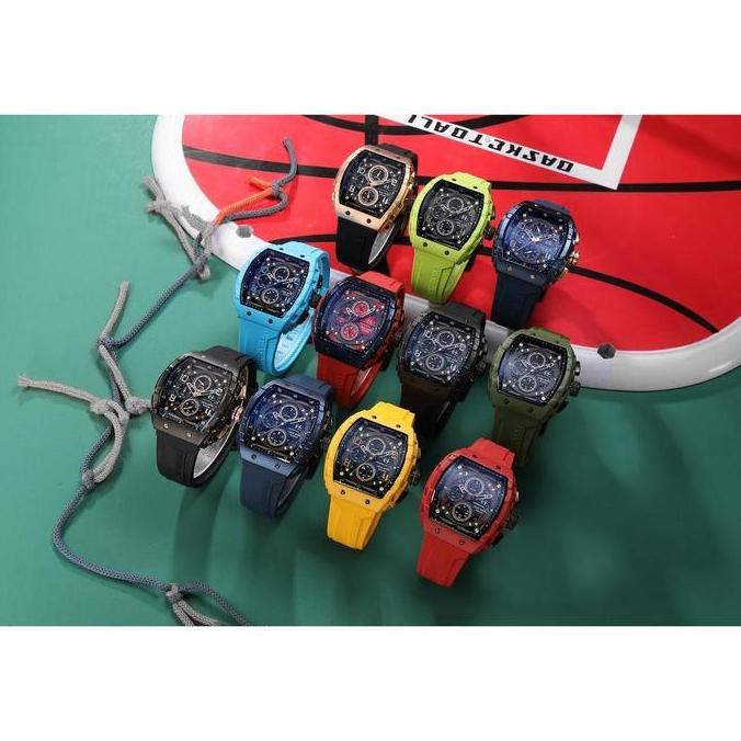 Evans Jayden Jam Tangan Pria 9554-2 Rubber Kaca Sapphire Chronograph Water Resistant 5ATM