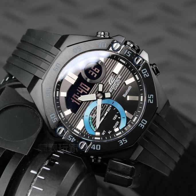 Casio EDIFICE ECB-10PB-1ADF Jam Tangan Pria Rubber Bluetooth Hitam ECB10PB ECB10 ECB-10PB-1A