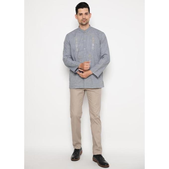 Jobb Ajmal Baju Koko Pria Lengan Panjang Regular Fit Abu-Abu