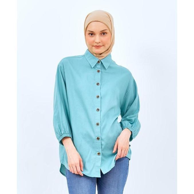 Flamoush Fayoli Green Kemeja 7/8 Oversize Wanita