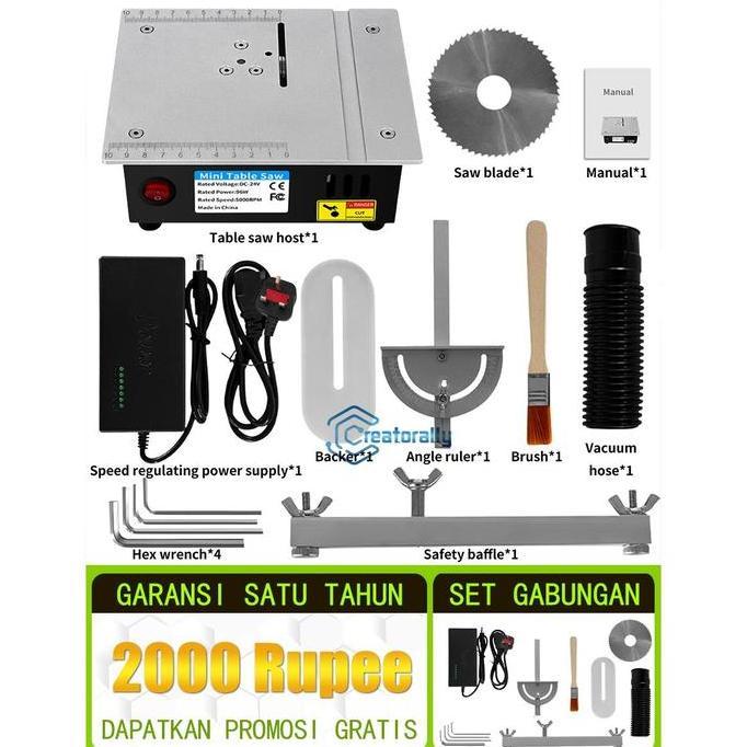 TERLARIS 96W Gergaji meja Gergaji Meja MiniDesktop Gergaji Listrik Pengangkat PresisiDlY Penyesuaian