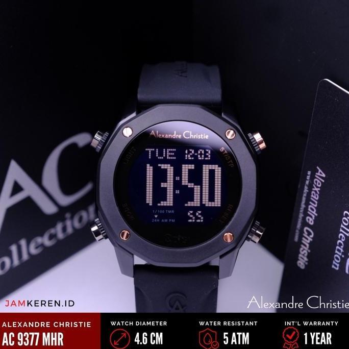 Jam Tangan Pria Alexandre Christie AC 9377/AC9377 Dital Strap Karet