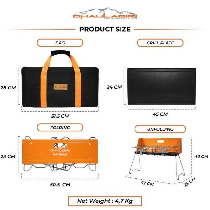 Kompor Camping Pangang Bbq Multifungsi Dhaulagiri Twin Burner Grill