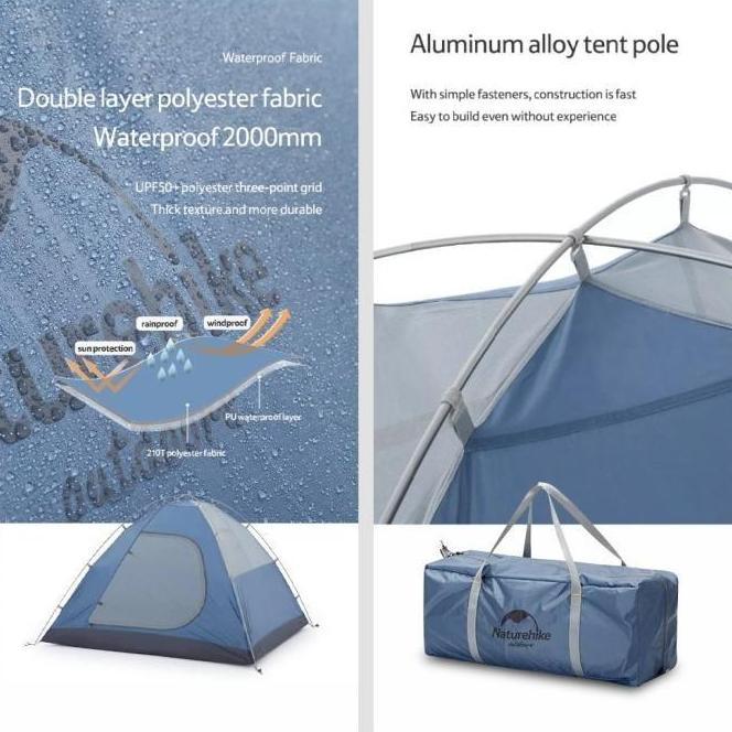 Tenda Naturehike Nh21Zp015 3P Tent P-Plus Tenda Camping 3 Orang