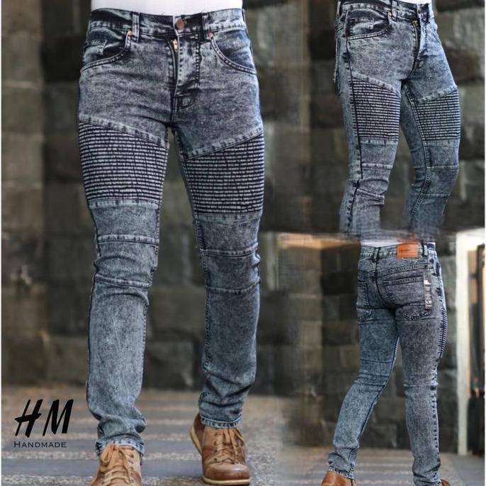 Jeans Bikers snowBlue / Celana Skinny Bikers jeans - bikers Jeans Pria