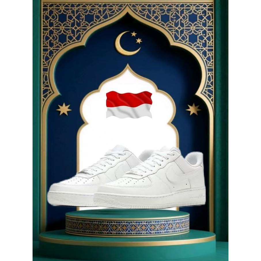 COD 100%ORI  BING  NK Men's Air Force 1 '07 Basketball ShoeKlasik. Hitam Murni. Putih Murni