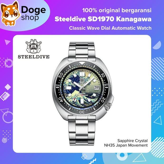 ORIGINAL Steeldive SD1970 Great Wave of Kanagawa NH35 Japan Movement Dial Turtle Jam Tangan Automati