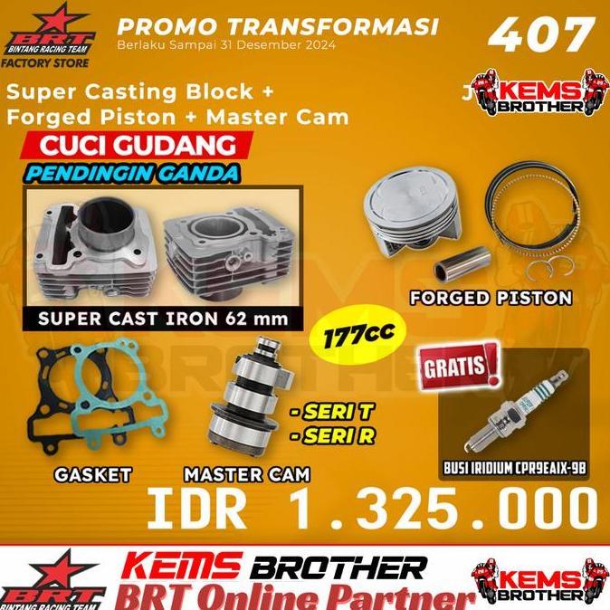 BLOK DOUBLE COOLER CASTING IRON BORE UP 177CC DAN NOKEN AS ORIGINAL BRT - MX KING, VIXION, R15, XABR