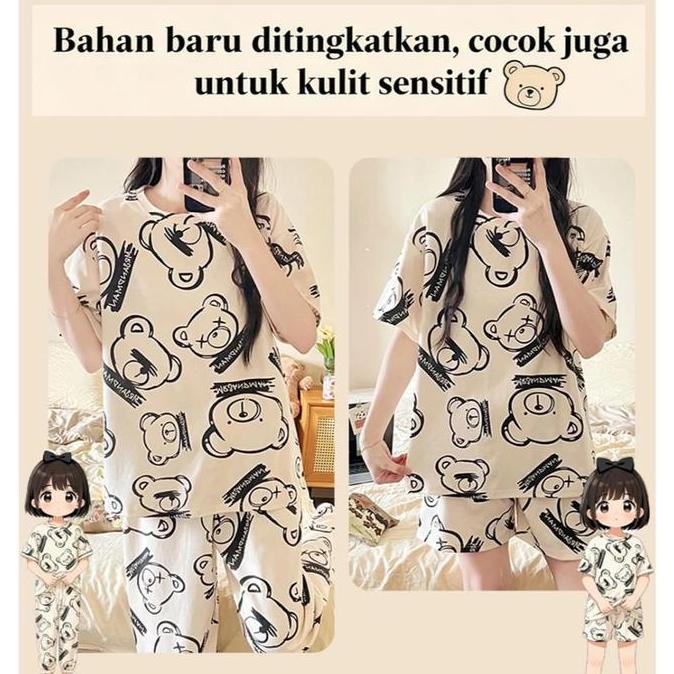 3-5xl Piyama 4 set Wamita Dewasa Jumbo Lembut dan Dingin  /4in1 Baju Tidur Set Daster Celana Pendek 