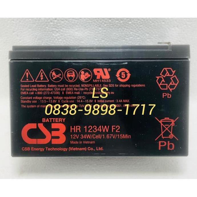 TERBARU - Aki Baterai CSB Hitachi 12V 9Ah HR1234W F2 - HR 1234W UPS APC HR 1234