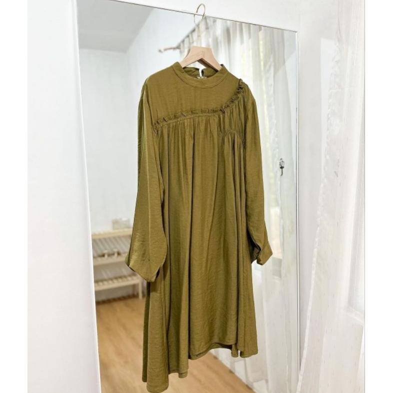 LILY LONG TUNIK LINEN //TUNIK BAHAN POLO_LINEN LD SAMPAI 130 CM