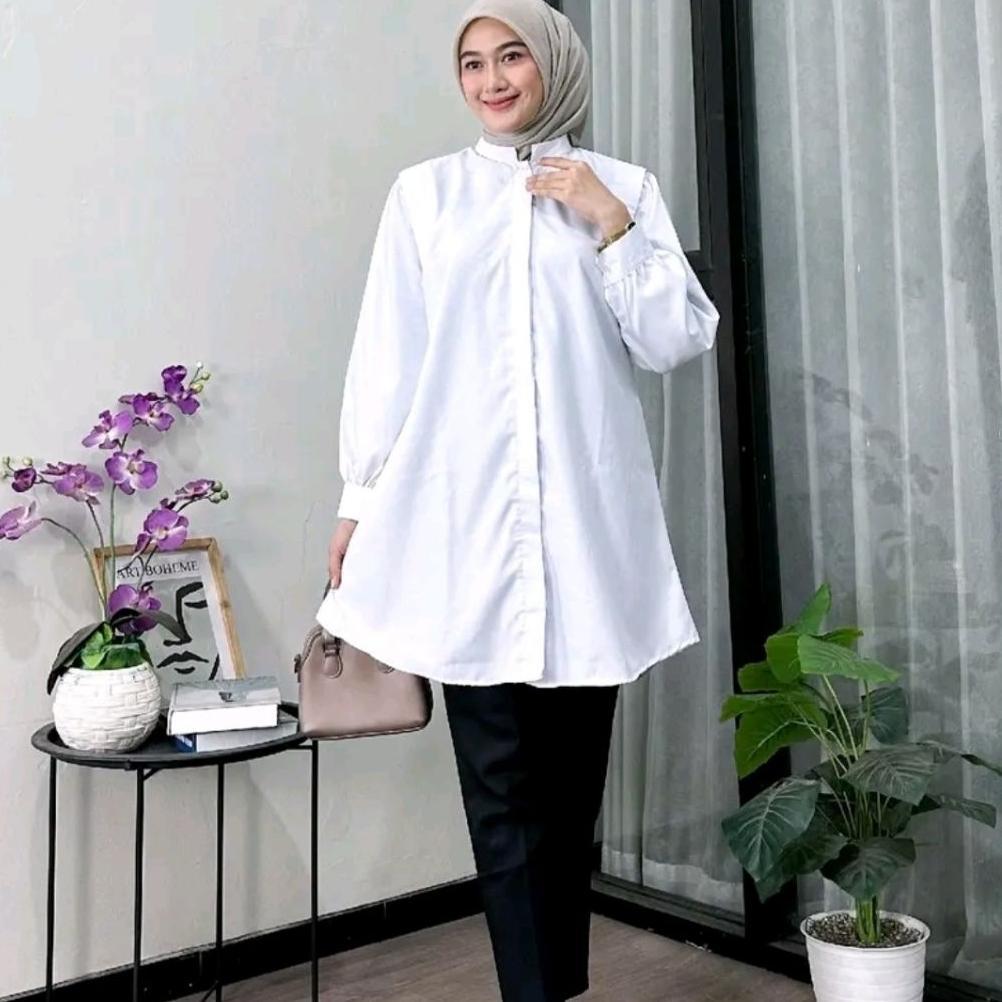 Tunik SHIZUKA Wanita Katun Toyobo Polos Oversize Remaja Muslim - Kancing, Basic, Dewasa, Panjang
