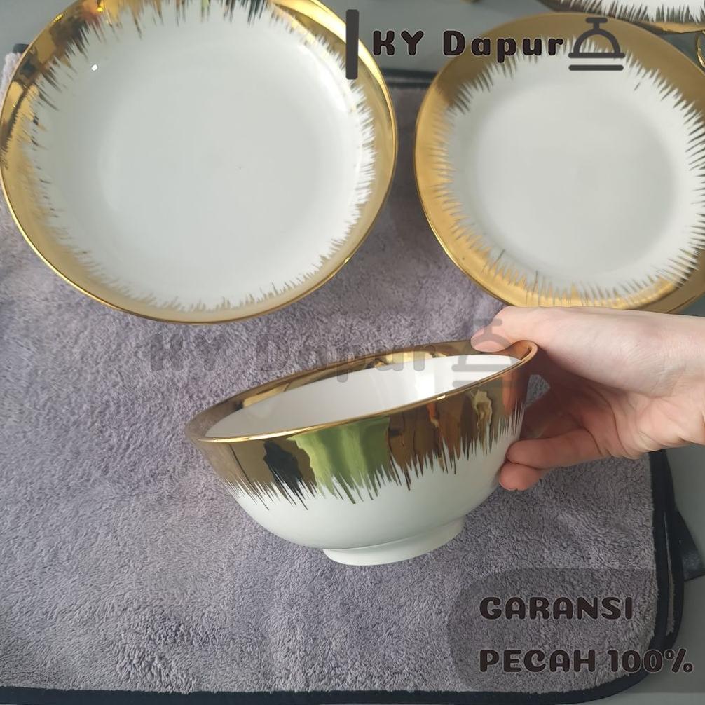 HOKITA Piring PLANTING GOLD Makan Motif Piring Cantik Aesthetic Bermotif Estetik