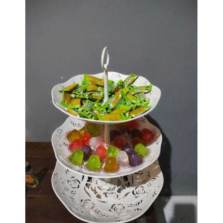 Zalwastore Piring Prasmanan Ukir Susun 3/ Piring Saji / Piring Kue / Piring Buah / Piring Souvenir