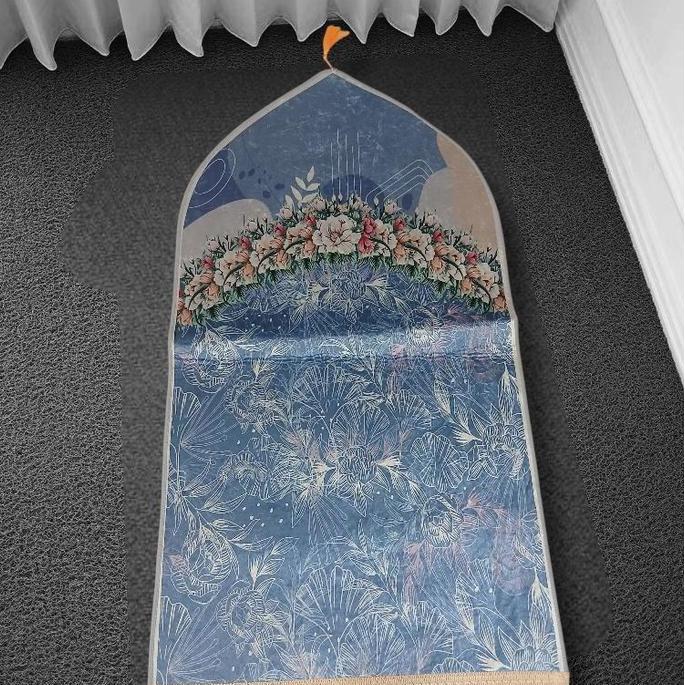 SAJADAH KUBAH MIDI UK 55X110CM Haji Hitam Lembut Muslim Tebal Umroh Turki Travel Rumbai Dewasa