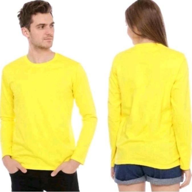 kaos oblong lengan panjang polos unisex bisa cod pria dan wanita Tangan Baju Hitam Distro Kuning