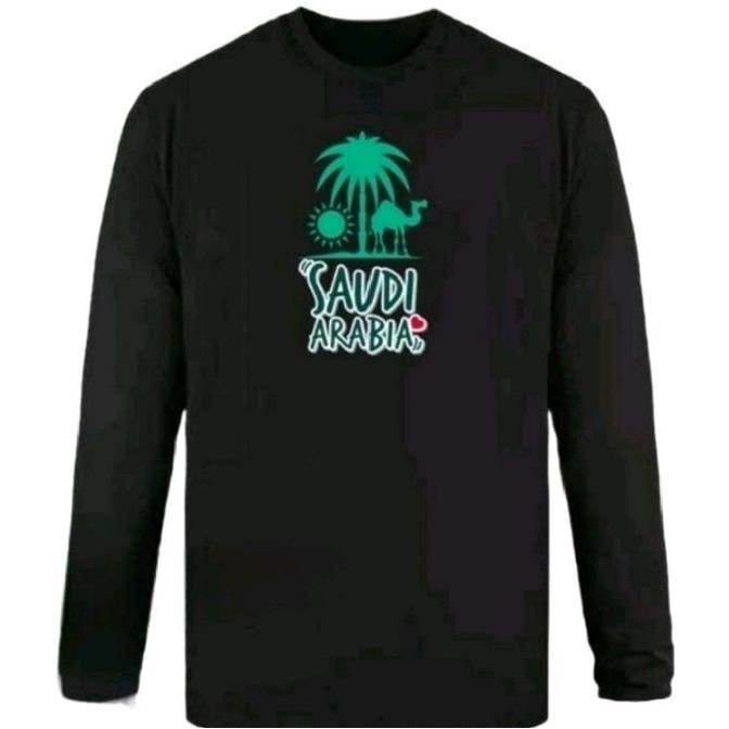kaos oleh oleh BAJU SOUVENIR HAJI SAUDI ARABIA KAOS ARAB SAUDI LENGAN PANJANG Oblong Tangan Pria Pol
