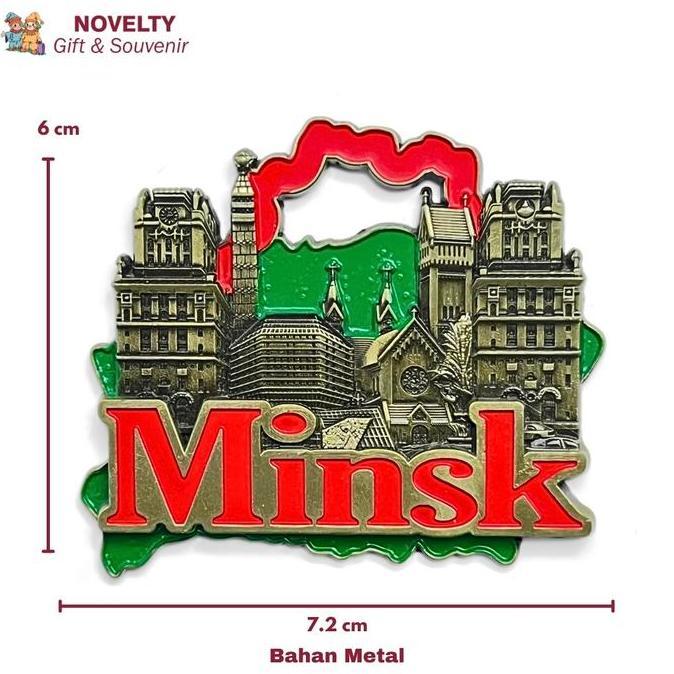 SouvenirTempelan magnet kulkas Minsk oleh oleh negara Belarus Eropa